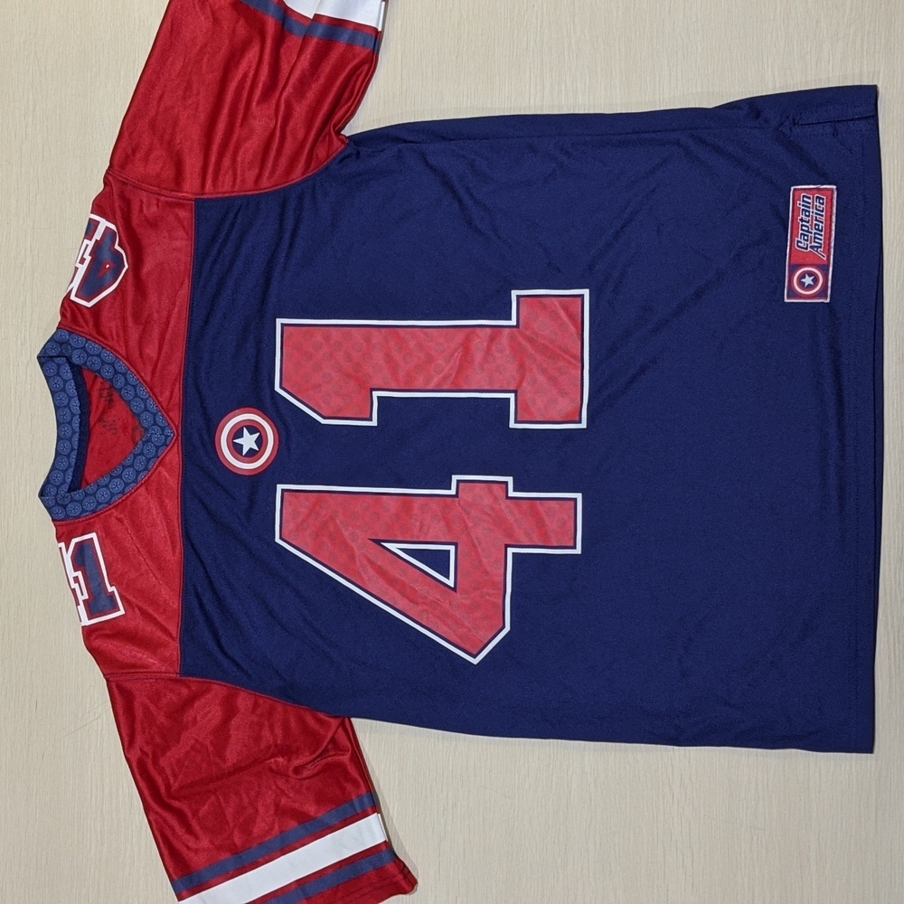 Captain America football jersey men's size large.